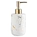 Distributeurs de Savon et de Lotion Distributeur de savon en céramique Distributeur de savon en marbre mat, motif tête de ressort doré (10 oz) (Color : White)