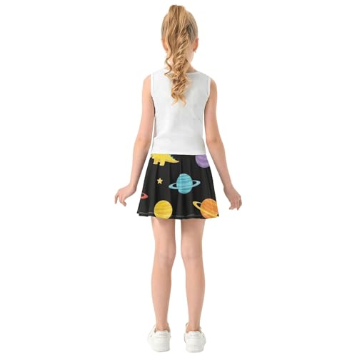 Joisal Tennis Skirts Toddler Dinosaurs Planets Stars Black Girls' Shorts Athletic Skorts Cool Pink Flowy Skirt 4t4