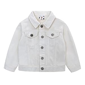 famuka Little Boy Girl White Denim Jacket Unisex Baby Button Down Jeans Coats Cowboy Outerwear