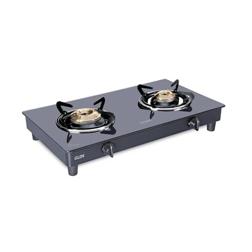 Glen Glass Top PNG Gas Stove 2 Burner with 1 Jumbo Brass Burner 66 cm | ISI Certified | Manual Ignition | 360° Revolving Nozzle | 2 Year Standard Warranty