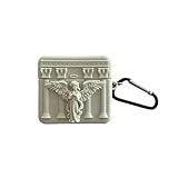 Reownest Compatible with AirPods Case 3D Cute Angel Statue Retro Pattern Girls Woman Soft Silicone Shockproof Keychain Design Cover for Airpods 4-White