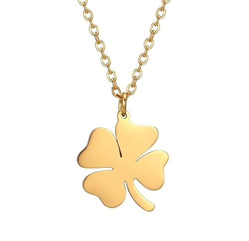 EUEAVAN Collier pendentif porte-bonheur trèfle à quatre feuilles Simple Amitié Ras-du-cou Charme amulette Fleur Bijoux Cadeau Femmes Ado Fille, Acier...