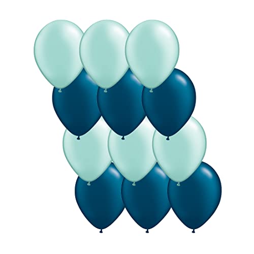 Andaz Press 11-inch Latex Balloon Duo Party Kit with Gold Cards & Gifts Sign, Mint Green and Navy Blue, 12-pk