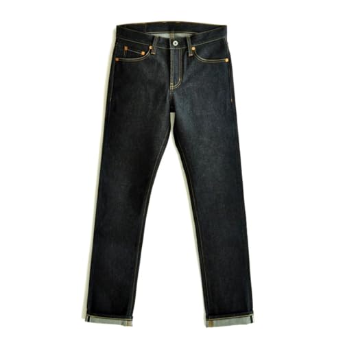 Men’S Vintage Slim Fit Selvedge Denim Full Length Jeans Zipper Fly Heavyweight Casual Wear Pants3