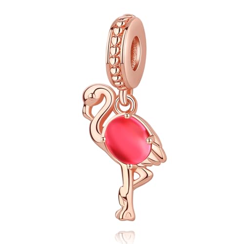 Nbsameng S925 Sterling Silver Flamingo Charms Compatible for Pandora Bracelets and Necklaces, DIY Christmas Gifts for Women Adult