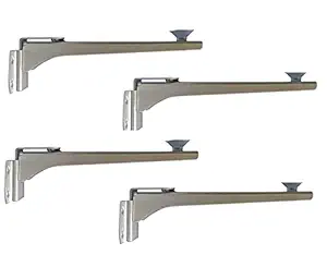 Shiv Sarika India SS Wall Mounted Glass Shelf F Bracket |Glass Support Fitting Glass Fixing Clamp Clip Wall Mount Glass Holder for Thickness 6,8,10,12mm [ 6 inch, SS Finish,Pack of 2 Pair ]