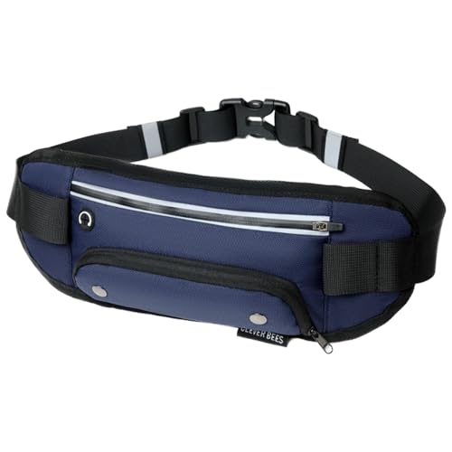 Vllold Riñonera impermeable | Bolsa de correr ajustable antirrobo | Bolsas ergonómicas y ligeras de senderismo y accesorios para aventuras, entrenamientos y desplazamientos urbanos, azul marino, Refer