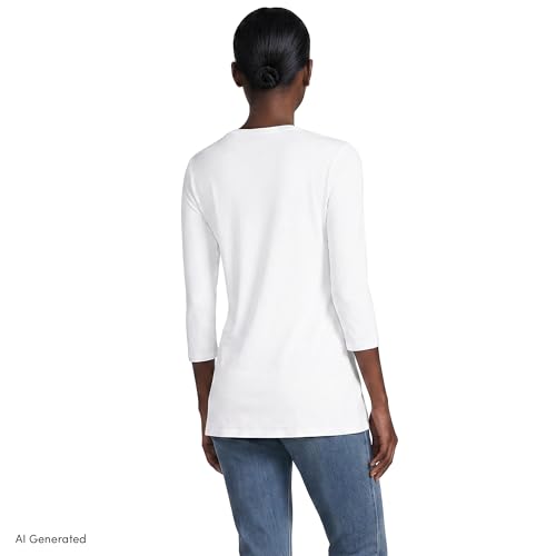 Image of Lands' End Women's 3 /4 Sleeve Supima Cotton Crewneck Tunic