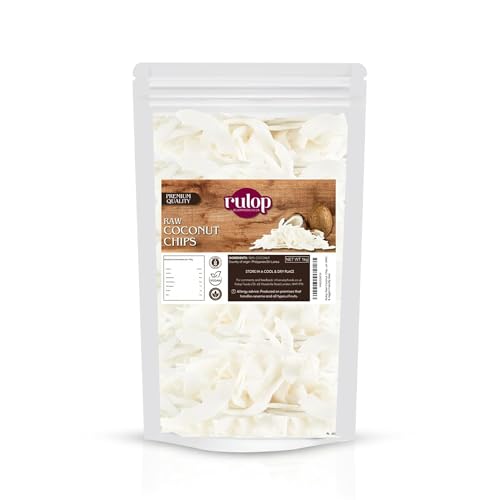 Rulop Raw Coconut Chips 1kg Unsweetned 100% Coconut Flakes Natural Dried Flaked Coco nut Non GMO & Vegan Friendly