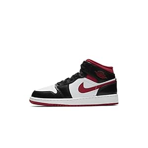 Nike Air Jordan 1 Mid GS – Wit/Gym Rood-Zwart