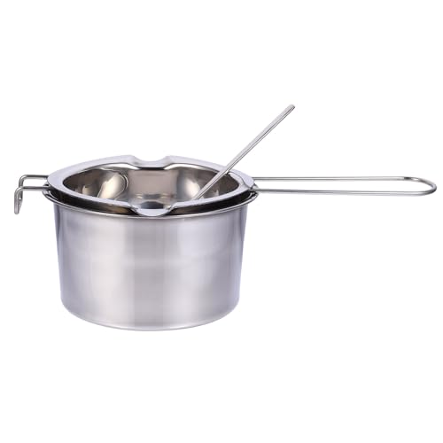 MOLUCKFU Olla para Derretir Chocolate y Mantequilla Acero Inoxidable 201 Juego 2 Piezas 14 CM Cuchara Gruesa para Baño María Utensilios de Cocina para Picnic y Camping