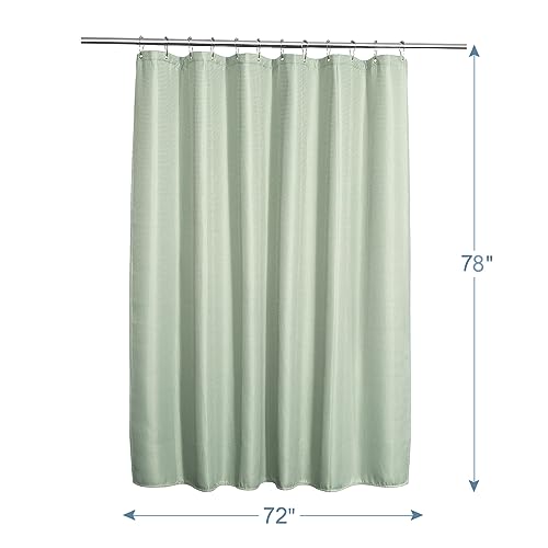 Image of AmazerBath Waffle Shower Curtain, Sage Green Fabric, Long With Waffle Weave Heavy Duty Hotel Quality for Bathroom, 72 x 78 Inches
