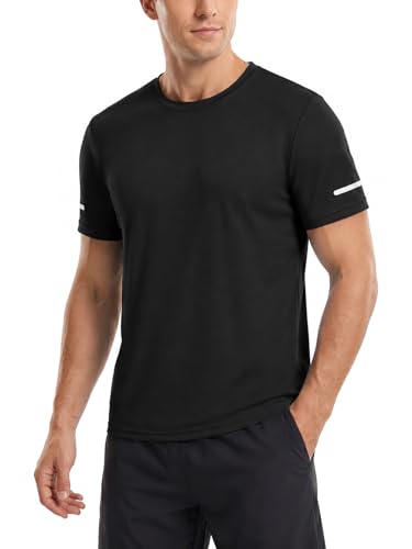 Image of ZENGVEE 1 Pack T Shirts for Men UK UPF50+ Sun Protection Short Sleeve T-Shirts UV Swimming Gym Rash Guard Tee Shirt T5130-1-Black-XL