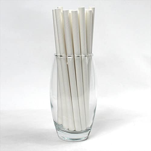 Pailles en Papier Blanc (8mm x 200mm) - 280 Unités - Pailles En Papier Biodégradables, Respectueuses De L'environnement, Très Durables, Idéal Pour Les Laits Frappés et Les Smoothies Cover