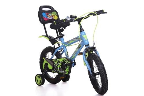 Image of JUNIOR KID 14 T Kids Cycle with Sides -Balance Wheel & Back Rest Seat | 10 Inch Frame | Steel Rim | Ideal for 3 to 6 Years Boy's & Girl's (Sky)