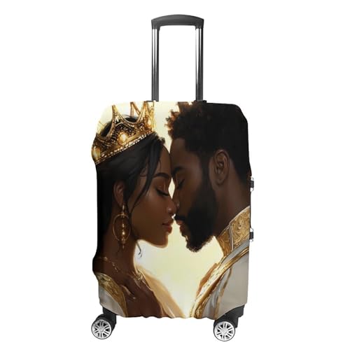 Black Couple King And Queen Afro Woman Man Lovers Luggage Cover Cute Travel Suitcase Cover Protective Cover for Women Men L