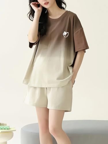 Image of Louis Luxe Cotton Blend Womens Korean Night Dress || Short Pyjama Set || Korean Nightsuit || Women Nightwear ||Round Neck Short Sleeve Nightsuit || Loungewear || Everyday Nightdress
