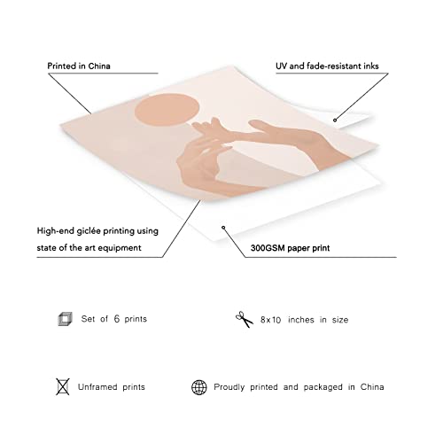 Abstract Decor Sun Wall Art - Mid Century Boho Prints Unframed Minimalist Line Bohemian Posters 8 X 10 Inches Moon Paper Pictures Modern Earthy Aesthetic Decorations For Boys Girls Bedroom Living Room #TOP4