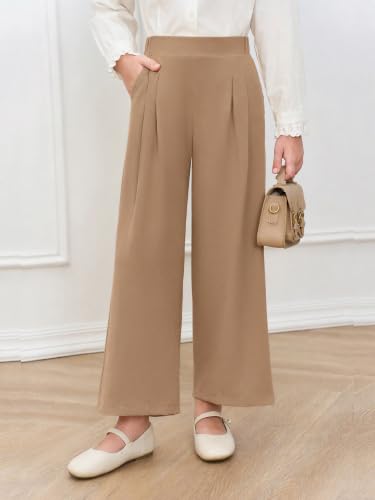 Image of Haloumoning Girls Uniform Pants Kids Wide Leg Dress Pants 5-14 Years