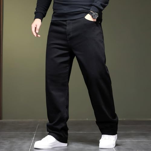 Jeans Pants Trousers Denim Fat Plus Size Stretch Trendy Black Loose Business Casual Straight Leg for Men3