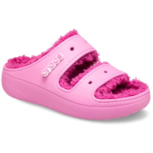 Image of Crocs Unisex-Adult Classic Cozzzy Sandals, Fuzzy Slippers and Slides, Taffy Pink, 15 Men /17 Women