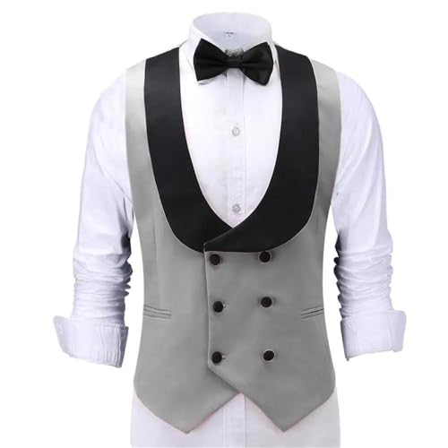 Men's Slim Round Collar Shawl Collar Double Breasted Suit Vest Wedding Groomsman Groom Tops2