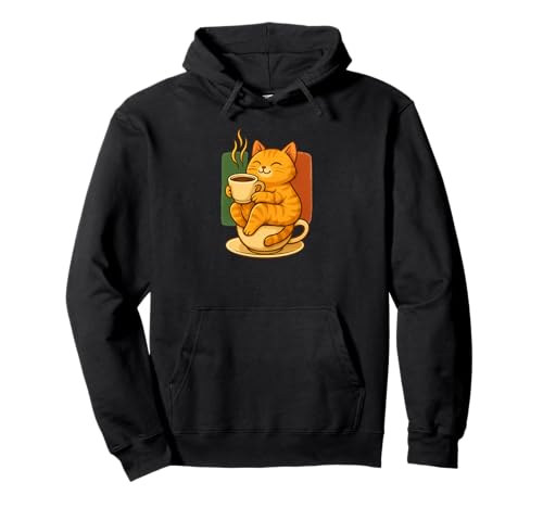 Maglietta Divertente Gatto caffè Espresso Felpa con Cappuccio