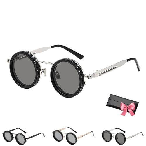 Adjustable Tint Polarized Retro Sunglasses, with Built-in ND Filter, 1-9 Gears Manual Control Tint for Men