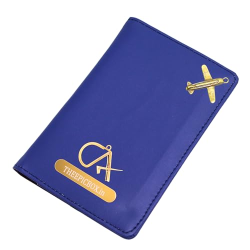 Image of Personalized Passport Cover in Leather Holder, for Travel Organizer Gift for Men and Women, Passport Holder, Elastic Passport Cover (Navy Blue)