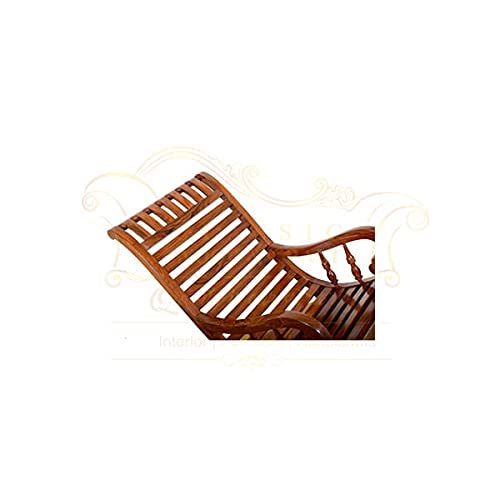 Image of CLASSIC WOOD & CRAFT Wooden Rocking Chair with Sheesham Wood, Rolling and Easy Seating (Model-B-18)