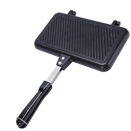 Máquina de sándwich: parrilla de gas doméstica de doble cara, sartén para asar | Sartén para freír huevos, sartén, placa abatible, prensa de tostada antiadherente,