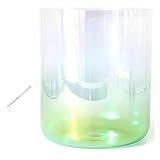 クリスタルシンギングボウルセット 7インチ 432HZ クリスタルシンギングボウル、サウンドヒーリング、瞑想、祈り、ストレス軽減、ストライカーとOリング付き(Green,D Note)