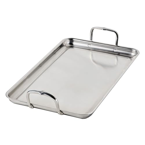 Hestan Provisions Tri-Ply Stainless Steel Double Burner Griddle, 21X13-Inch