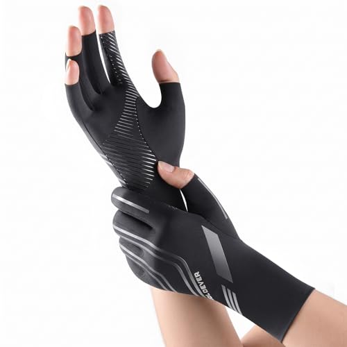 SOLOEVER Fingerless Compression Arthritis Gloves w/ Non-Slip Grip (XS-2XL) - image 1