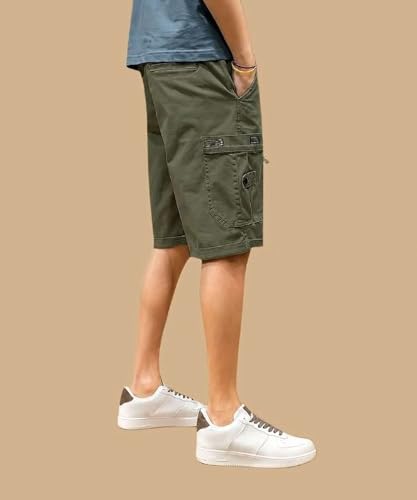 Image of Men's Cotton Twill Cargo Shorts, Regular Fit, Drawstring Waist, Mid Rise, Casual Style, 4 Pockets