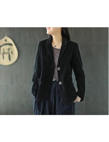 happlan Women's Winter Corduroy Blazer Suit Jacket Dressy Casual Long Sleeve Lapel Fashion Work Business Outerwear3