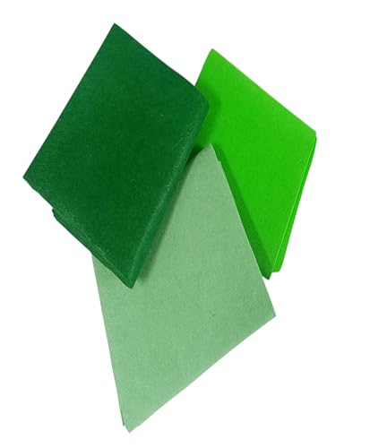 Image of Pack of 3 Green Shades Felt Fabric Sheet Stiff (Hard) Size 19 inch x 21 inch inch | School DIY Crafts Patchwork, Table & Board Backdrops, Embroidery Sewing