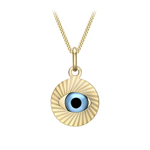 Pendentif œil maléfique or jaune 9 ct Carissima collier chaîne curb 46 cm
