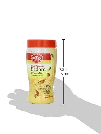 MTR Badam Drink Mix, Powder Almond Milk - Sweetened Almond Milk Mix, 500g | Real Almond Bits and Saffron, Smooth Indian Style Almond Drink Mix, Rich Almond Flavor, Everyday Milk Powder