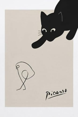 Affiche Pablo Picasso Chat noir et moineau toile abstraite 40x60cm
