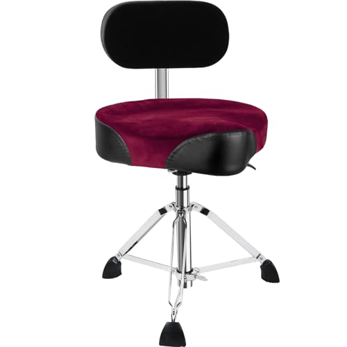 AKLOT Hydraulic Saddle Drum Throne with Backrest Red