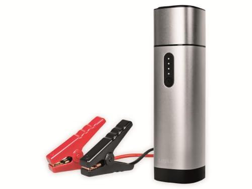 LogiLink PA0266 - Powerbank 10000 mAh, Auto-Starthilfe mit Starthilfe-Klemmkabel, 2X USB-A Felsgrau