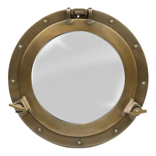 inanosa 8 Inch Brass Porthole Window Small Round Nautical Wall Window Antique Brass Ship Porthole for Coastal & Vintage Decor