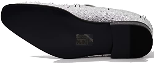 Image of Enzo Romeo Men Fashion Rhinestones Studs Tuxedo Slip On Loafer Dress Shoes WBG