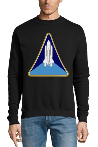 Pull en coton motif navette spatiale futuriste noir en maille premium douce et respirante