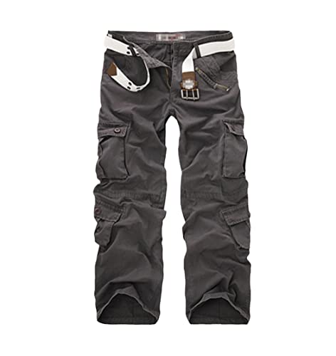 Pantalon droit pour homme cargo militaire gris foncé en taille 34 résistant