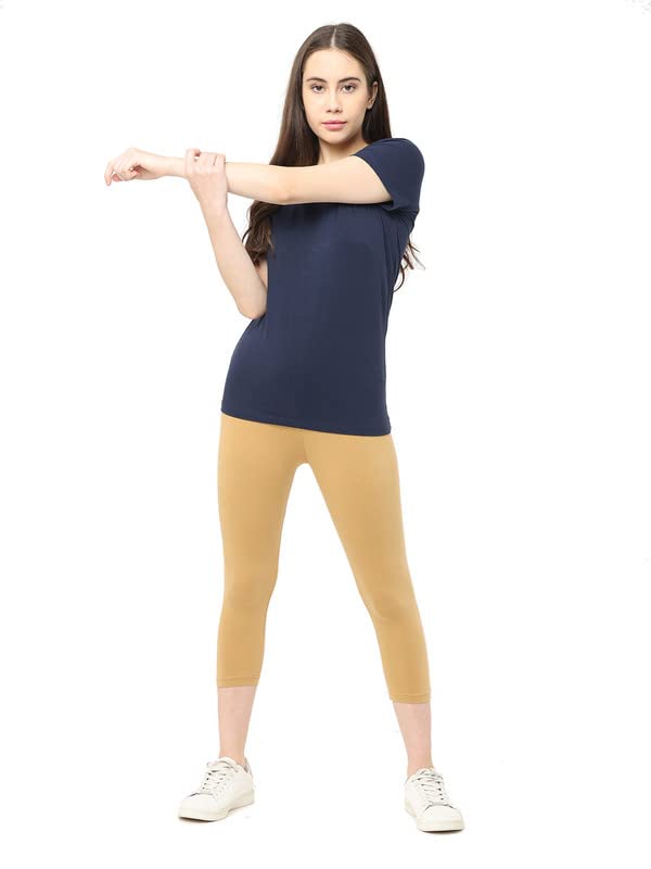 Image of Robinbosky Premium Stretchable Cotton Capri Legging for Women | Suitable for Formal wear & Casual wear | High-End Elastic Makes. The Leggings Squat Proof and Durable for Travel, Yoga, & Workout.