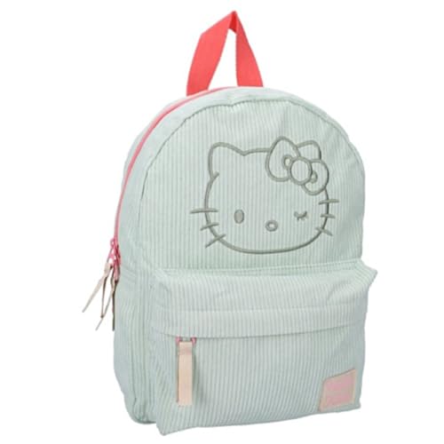 mybagstory | Sac à dos Sanrio Hello Kitty Have a Nice Day Vert | Cartable Enfant dès 5 Ans | Dimensions 31x23x8cm | Idée Cadeau Officiel Polyester Durable