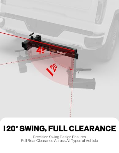 Image of Young 250 lbs Heavy Duty Swing Away Hitch Adapter for Bike Rack & Cargo Carrier, Pre-Assembled 2 inch Hitch Extender