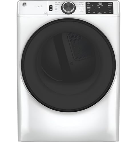 GE GFD55ESSNWW 28' Front Load Electric Dryer with 7.8 cu. ft. Capacity Built-in WiFi HE Sensor Dry and Sanitize Cycle in White